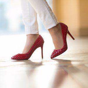 Christian Louboutin Red Pigalle Spike Pumps